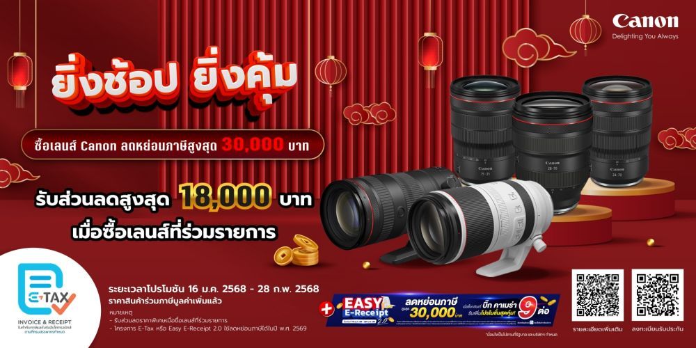 เตรียมอั่งเปาให้พร้อม เลนส์ Canon RF ปรับราคาตอนรับตรุษจีน ลดสูงสุด 18,000.-