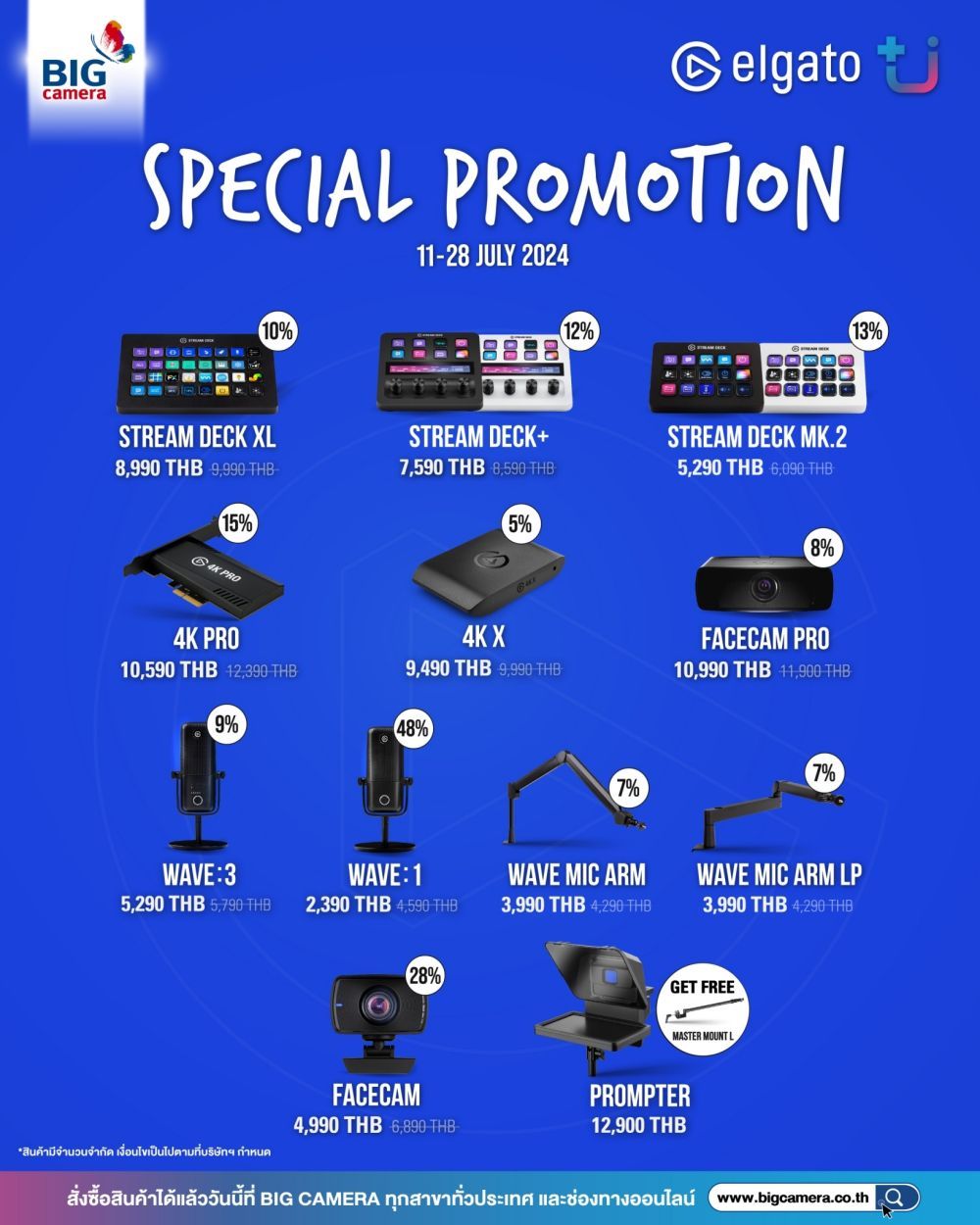 Special Promotion ELGATO อุปกรณ์สำหรับงานสตรีม ลดสูงสุด 48%