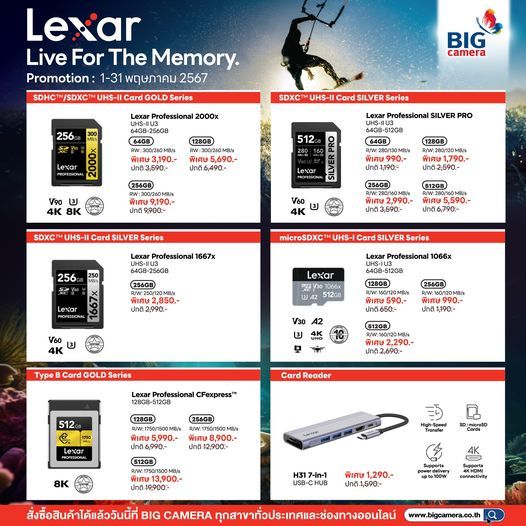 เมมโมรี่การ์ด Lexar ลดสูงสุด 6,000.-